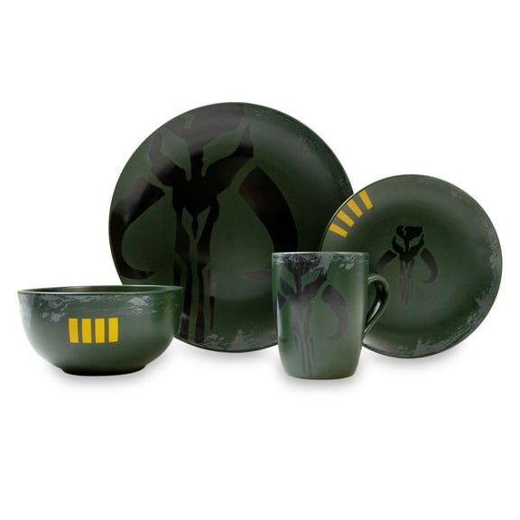 Star Wars Boba Fett Mandalorian 4-Piece Stoneware Dinner Set