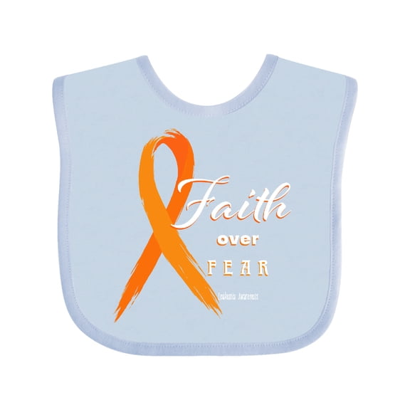 Inktastic Faith over Fear Leukemia Awareness with Orange Ribbon Boys or Girls Baby Bib