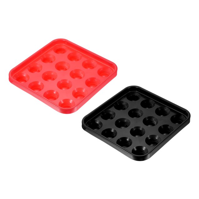 Unique Bargains Pool Ball Tray Billiard Ball Holder Snooker Storage Tray Pool Table 16 Balls, Black/Red 2 Pack