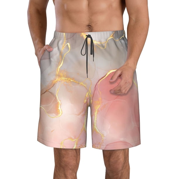 Balery Abstract Marble Texture Traje de Baño Estilo Hawaiano para Hombre, Shorts de Secado Rápido con Bolsillos-3X-Large