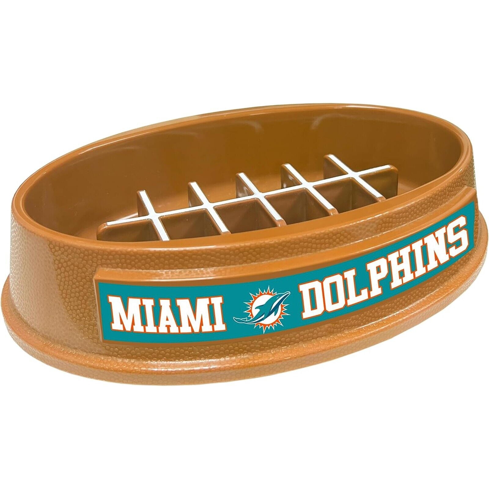Pets First NFL Miami Dolphins Super-Bowl Slow Feeder Bowl for Dogs and Cats, Football Design for Healthy Digestion, Non-Slip, for Large & Small Pet