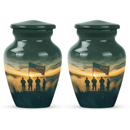 American Flag Funeral Urns For Adult Ashes Men - Memorial Urn For Adult Female Burial Cremation 3 Inch 2 Pcs