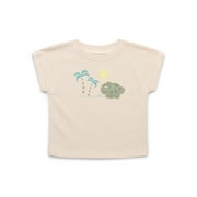 Baby Boy Drop Shoulder Jersey Tee with Rolled Sleeves, Sizes 0-24 Months