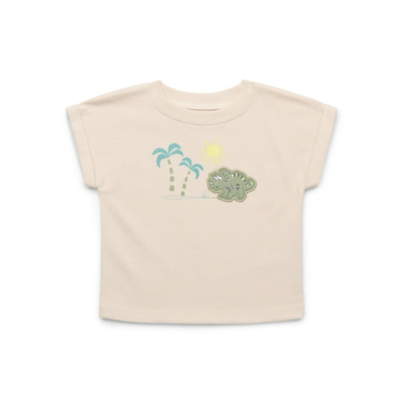 Garanimals Baby Boy Drop Shoulder Jersey Tee with Rolled Sleeves, Sizes 0-24 Months