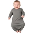 thumbnail image 2 of COUVER Long Sleeve Ribbed Cotton Sleeper Layette Titanium (Infant), 2 of 4