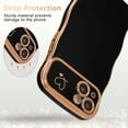 thumbnail image 4 of for iPhone 15 Plus Case 6.7 inch,Cute Curly Wave Frame Case with Love Heart Pattern,Luxury Plating Edge Full Camera Protection Shockproof Phone Case for Women Girls-Black, 4 of 16