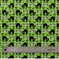 thumbnail image 2 of Halloween Black Cats BOO and Bats on Striped Green 100% Cotton Fabric, 2 of 3