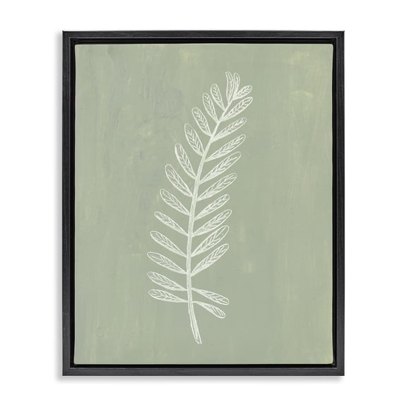 Stupell Industries Modern Simple Fern Impression Black Floating Frame Canvas Art, 17 x 21, by Patricia Pinto