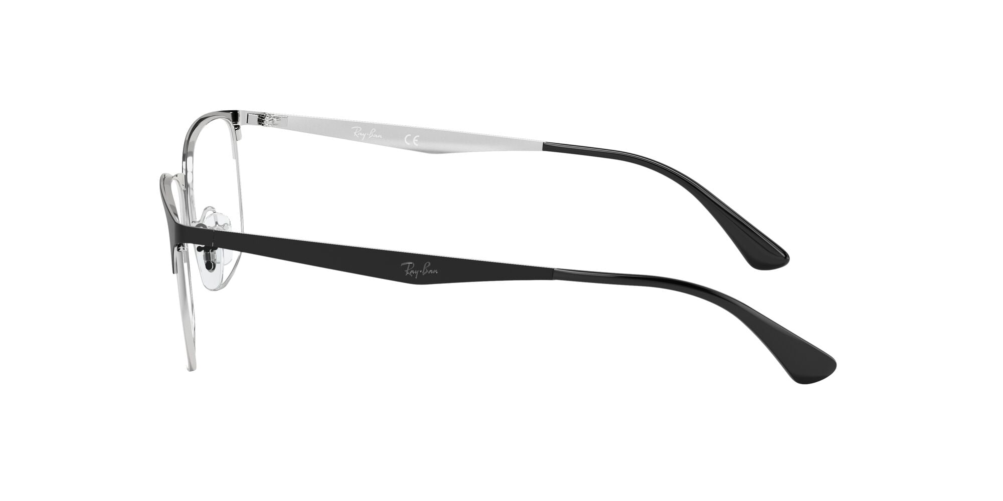 Ray-Ban Unisex Size 54 Semi-Rimless Prescription Eyeglasses with Case, Matte Black on Silver/Demo Lens