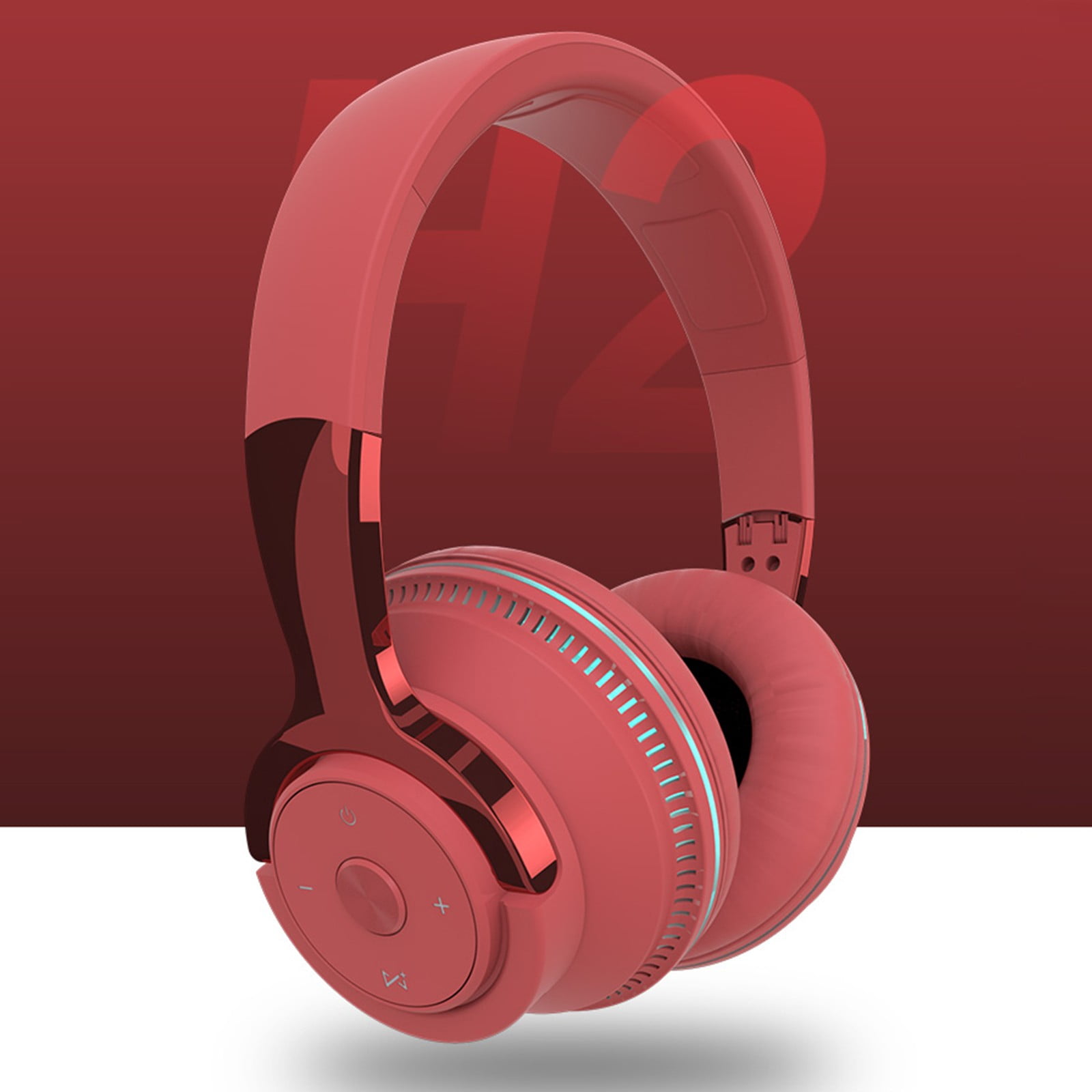 Bluetooth Headphones Over Ear, 80 Hrs Playtime Wireless Headphones with ENC Mic, Deep Bass EQ, Foldable Comfort for Travel, Gym & Commuting, Stocking Stuffers,Red