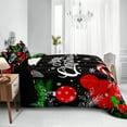 thumbnail image 3 of Move Over Christmas Duvet Cover Set Queen Christmas Tree and White Snowflake Pattern Black Christams Bedding Set, 3 of 8