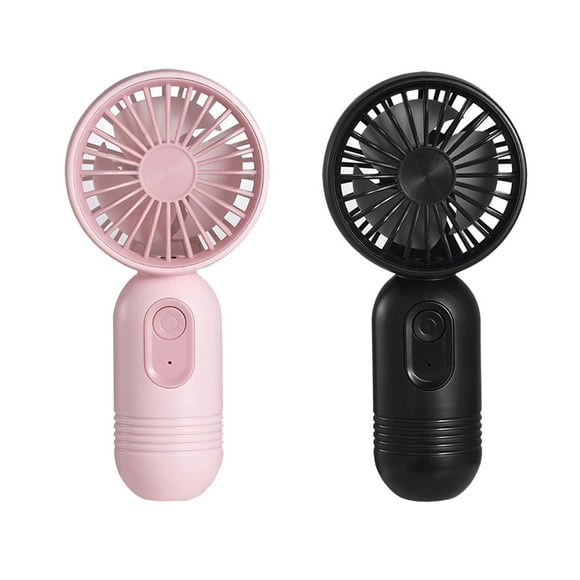 VanSmaGo Mini ventilador portátil personal de mano, paquete de 2, pequeño con 3 velocidades para viajes, ventilador de pestañas con batería recargable por USB, negro y rosa