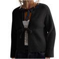 thumbnail image 4 of HTNBO Women Tie Front Knitwear Cardigan Top Long Sleeve Open Front Knitted Crop Cardigan Sweater Streetwear, 4 of 4