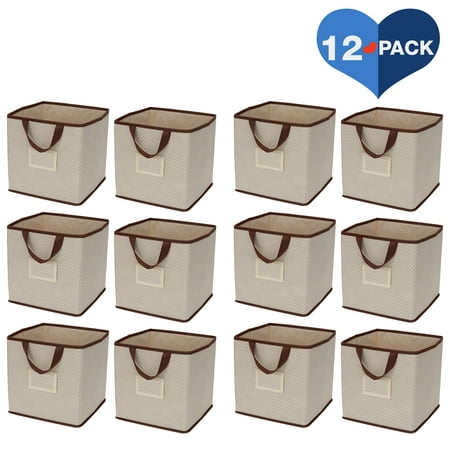 Delta Children Foldable Storage Cubes/Bins - 12 Pack, Beige