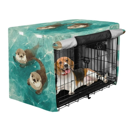 Qxltty Cute Otter Crate Cover Durable Oxford Cloth Pet Kennel Sunshade Universal Fit for 47in Wire Cage