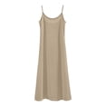 thumbnail image 3 of DuoJiaJ Women's Solid Color Inside With A Base Large Size Petticoat Slimming Loose Nightdress (medium Length) Cotton Nightwear For Women Khaki, 3 of 3