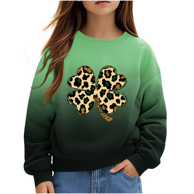 St. Patricks Day, un Garçon Adapté, T-Shirt à Manches Longues pour Enfants St. Patricks Day Imprimé Col Rond Chandail en Molleton Haut Adapté pour les Chandails en Molleton à Capuche pour Garçons et Filles