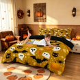 thumbnail image 4 of Homewish Halloween Ghost Witch Hat Duvet Cover Queen, Maple Leaf Black Cat Queen Bedding, Mustard Orange Black, Black Reversible 3pcs, 1 Duvet Cover and 2 Pillowcases, 4 of 7