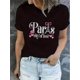 thumbnail image 1 of Camiseta Para Mujer Ropa De VeranoChic Paris Eiffel Tower & Floral Print Women's T-Shirt - Casual Crew Neck, Short Sleeve, Stretchy Polyester Blend, Machine Washable - Perfect for Summer, Creative,, 1 of 6