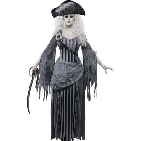 Smiffys 22970M Ghost Ship Princess Costume with Dress & Hat, Grey - Medium