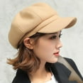 thumbnail image 3 of Ladies Beret Short Brim Plush Retro Dome Solid Color Headpiece Lightweight English Style Octagonal Cap Peaked Cap for Shopping Travel Dating, 3 of 8