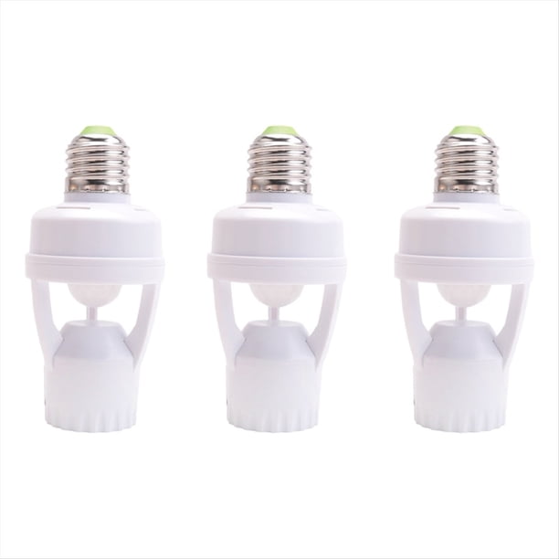 3 Sensores de Movimiento de Inducción PIR de 360°, CA 110-220 V, Infrarrojos, Humanos, Enchufe E27, Base de Interruptor, Portalámparas para Bombillas LED.