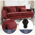 thumbnail image 3 of MOONMISS chenille Fabric Loveseat sofa, 2-Seat Upholstered for Living Room,Brown wood feet Wine Red, 3 of 5