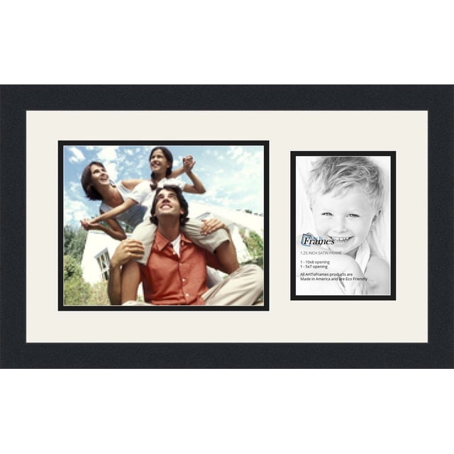 ArtToFrames Collage Photo Frame Double Mat with 1 - 5x7, 8x10 Openings and Satin Black Frame