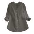 thumbnail image 1 of Chemises Boutonnées pour Femmes Blouse à Manches Longues en Lin de Coton, 1 of 4