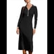 thumbnail image 2 of Vestido de Mujer de Larga con Cuello en V, Suéter de Punto Acanalado con Botones, Corte Entallado, Elegante, Hasta el Suelo Negro L, 2 of 8