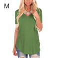 thumbnail image 3 of Sonducket Camiseta de mujer con cuello en V Blusa casual Color sólido con cuello en V Top de manga corta Prendas para la parte del cuerpo Verde M Sonducket AP003157-42, 3 of 6