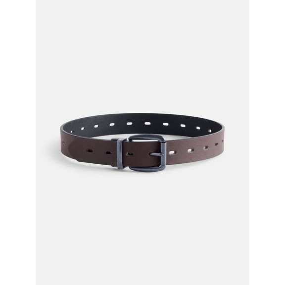Wonder Nation Boys Black to Brown Reversible Belt with Gunmetal Buckle, Sizes S-L