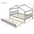 thumbnail image 5 of Bellemave Full Size House Bed with Trundle for Kids, Wood Platform Bed Frame with House Shape Roof for Kids, Teens, Girls & Boys (Gray), 5 of 9