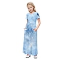 thumbnail image 2 of DAETIROS Girls Maxi Dress with Pockets Soft Casual Long Dress for Kids Big Girls Star Print Flowy Comfortable Short Sleeve Blue,Size 4 T, 2 of 9