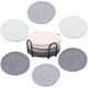 thumbnail image 1 of 6 piezas de posavasos tejidos de algodón para decoración del hogar, bar, fiesta con soporte de metal Feliz Sencillez, 1 of 5