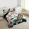thumbnail image 3 of Manfei Cartoon Excavator Vehicle Full Size Comforter Sets,Equipment Truck Crane Bedding Comforter Set,Retro Geometric Circle Bedding Sets For Boys,Breathable Home Decor Reversible,3 Pieces, 3 of 8