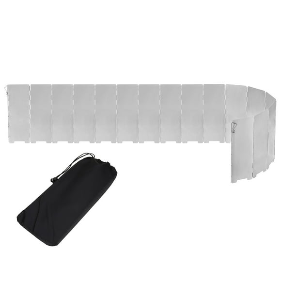 136 x 24CM Windscreen Camping Stove Heat Shield Stove Windshield Lightweight Folding with Drawstring Bag 16 Plates