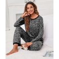 thumbnail image 5 of Women's Long Sleeve Sleepwear Soft Crew Neck Pyjama Set,Spot Black, 5 of 5