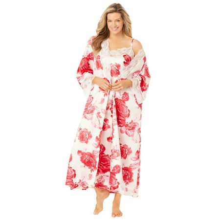 

Amoureuse Women s Plus Size The Luxe Satin Long Peignoir Set Pajamas