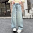 thumbnail image 6 of Gunia Girls' Baggy Jeans Straight Leg Summer Casual Trousers Big Kids Wide Leg Design Toddler Teen Girl Denim Pants 4-14 Years, 6 of 9