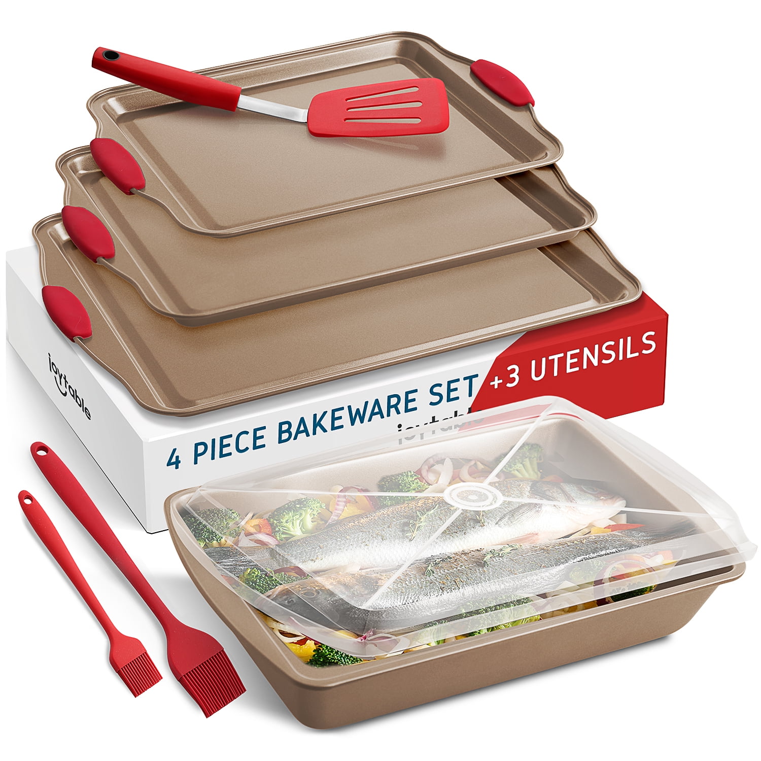 Joytable Cookie Sheet Pan Set, 8 pcs Nonstick Baking Pan Sheet Set with