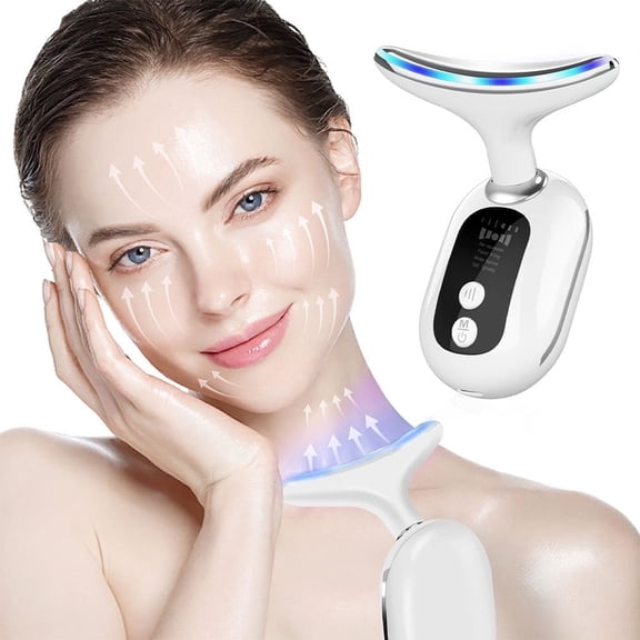 Gintenco Face and Neck Massager for Skin Care with 3 Different LED Light Patterns, Compact & Lightweight Easy to Carry Easy to Use for Skin Care, Facial Massager for Contouring Tools, Vibration, Heat