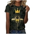 thumbnail image 2 of QUNYINEY Crew Neck Tee Shirts Womens Pullover Bee Short Sleeve Casual Tops Loose Spring Tops for Women, 2 of 4