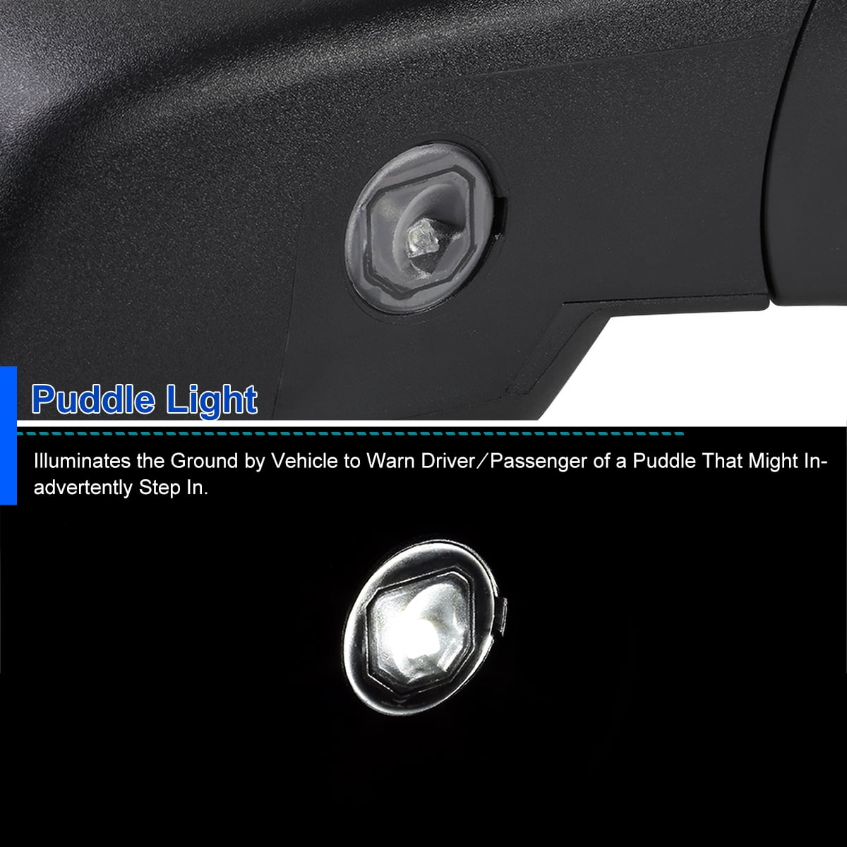 Spec-D Tuning Right Passenger Side Matte Black Power Heated Mirror w/ Puddle Light Compatible with 2014-2018 Chevy Silverado, GMC Sierra