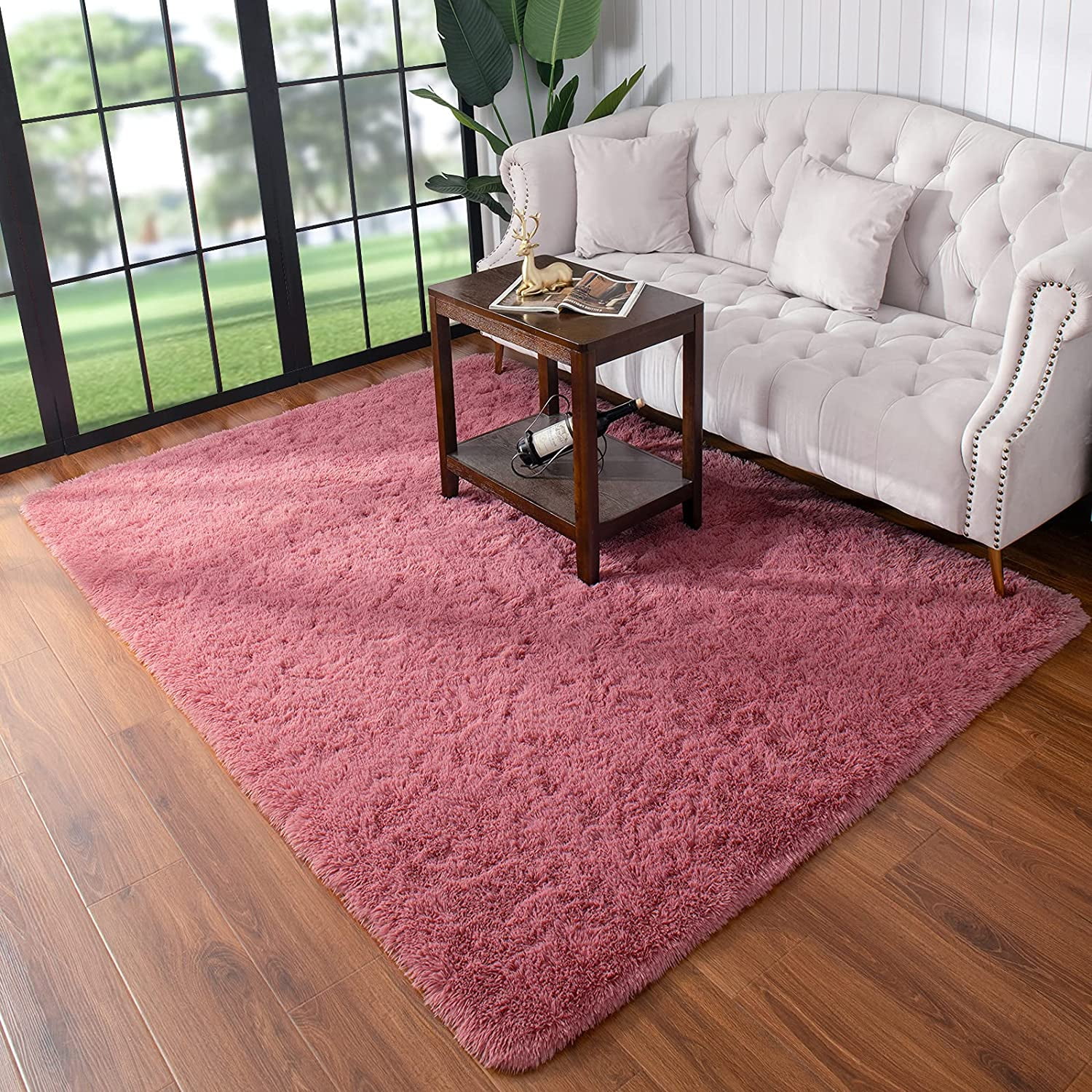 Lochas Ultra Soft Indoor Modern Area Rugs Fluffy Living Room Carpets for Children Bedroom Home Decor Nursery Rug 4' x 5.3',Blush