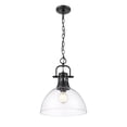 thumbnail image 4 of Yep by Golden Lighting Duncan 1-light 14in chain hung Pendant in Matte Black and Clear Glass, 4 of 4