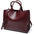 thumbnail image 1 of LHSHID Women Fashion Tote Handbags Lightweight PU Leather Satchel Shoulder Bags Retro Oil Wax Handle Purse, 1 of 7