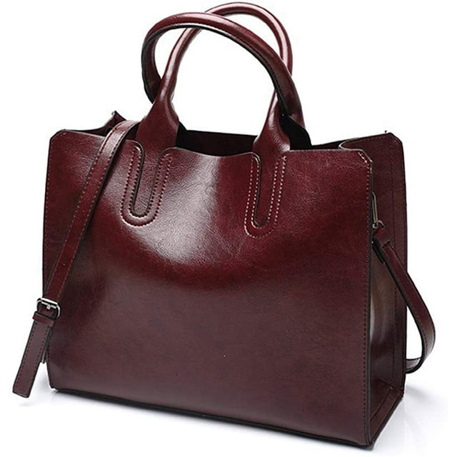 LHSHID Women Fashion Tote Handbags Lightweight PU Leather Satchel Shoulder Bags Retro Oil Wax Handle Purse