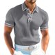 thumbnail image 2 of Camisas Casuales de Manga Corta de los Hombres de 3 Botones con Collar de Solapa, Blusa de Verano Transpirable, 2 of 9