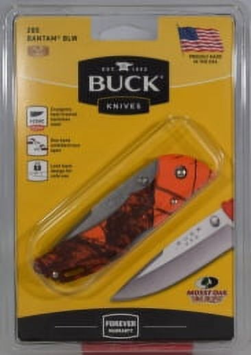 Buck Knives 0285CMS9 Bantam, 3-1/8" Drop Point Blade, Mossy Oak Blaze Orange Camo, Clam